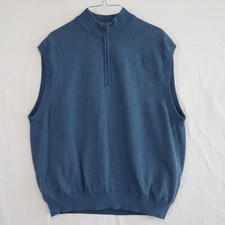 Greg Norman Sweater Vest Mens Large 1/4 Zip Mock Neck Golf Sleeveless Sonterra