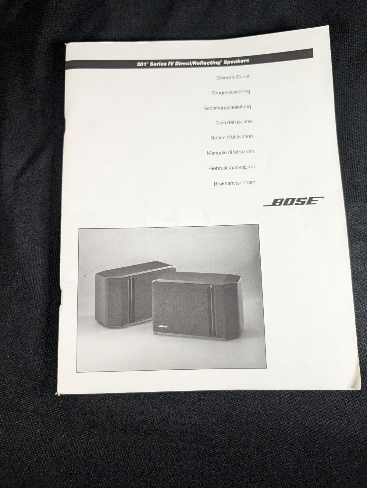 Bose 201 Series IV Direct Reflecting Speakers Original Owner's Manual