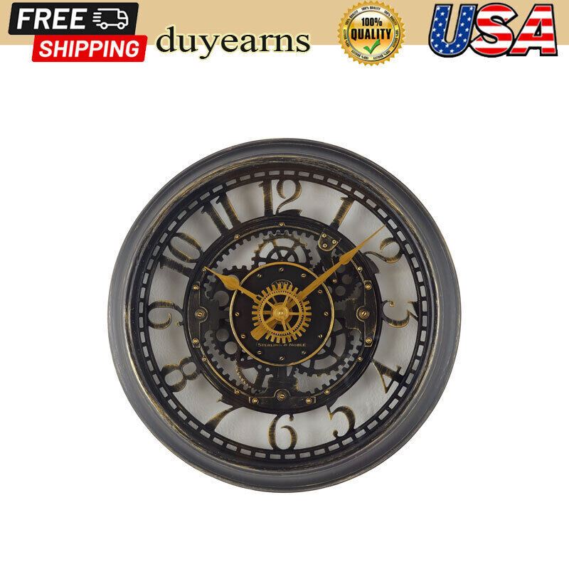 11.5" Wall Clock Oil Rubbed Bronze Cutout Gear Industrial Analog Arabic Numbers