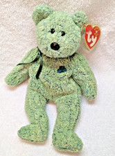 Ty Beanie Baby Shamrock Clover Green Bear with Green Clover -2000