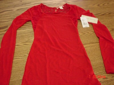 Junior Womens Peek a Boo Lace Accent Top by Derek Heart Slim Fit