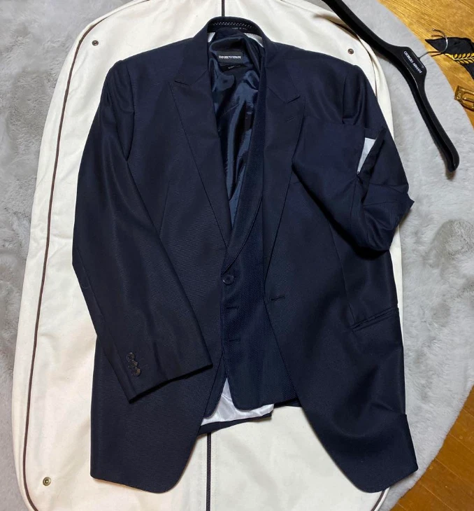 Veste et gilet bleu marine Emporio Armani SUPREME hommes 56 (52) laine soie