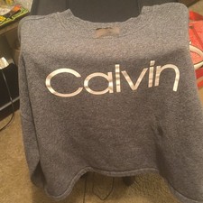 Calvin Klein Gray Long Sleeved logo Front Sweatshirt medium.