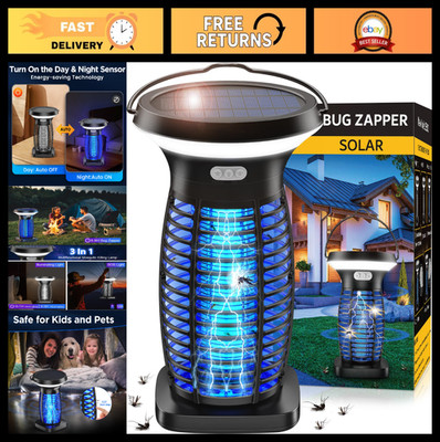 Portable Solar Bug Zapper - Waterproof, Rechargeable Mosquito & Fly Trap with LE