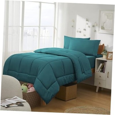  Dorm Room Essentials College Bedding Comforter Set 5 Piece Size Twin XL Teal