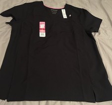 Women  s ScrubStar NWT Black Seasonal Relaxed V-Neck Scrub Top Size Medium 2 