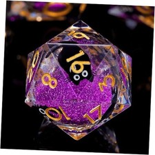 Liquid Core Cat DND Dice Set 7Pcs with Box- Sharp Edge Cute Cat Style Purple