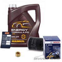 Bosch ÖLfilter + 5L 5W-40 FÜR Fiat 500 Doblo Fiorino Punto 199 Idea Panda Qubo