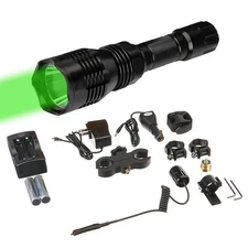 Cyclops Hunting Varmint Light Kit Rechargeable 250 Lumen Green Led Flashlight...