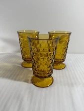 Vintage Whitehall Amber Cube Cubist Footed Iced Tea Glasses, 14 oz