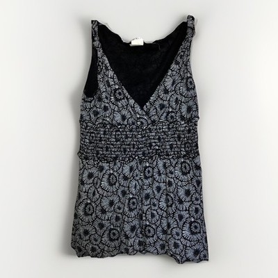 Max Studio Vintage Women's Size L Black Boho Chiffon Babydoll Dress Tank Top Y2K