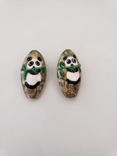 Murano Lampwork Glass Beads Pandas Lot Of 2 Pc