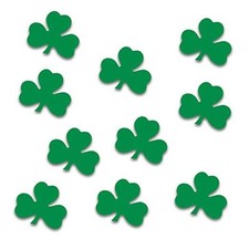 Green Shamrock Cutouts 10 Piece, St Patrick's Day Decorations, Wall 10-pack