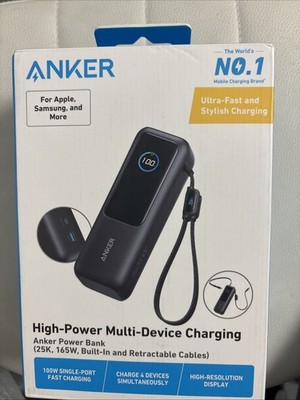 Anker Laptop Power Bank (25K, 165W, Built-In and Retractable Cables) NEW IN BOX