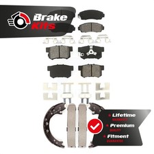 Front Rear Semi-Metallic Brake Pads & Parking Shoes Kit For 2007-2011 Honda CR-V