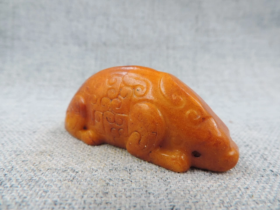 Ancient Chinese Hetian Jade Manual Sculpture Hand-carved Mythical Creatur I - Image 4 of 4