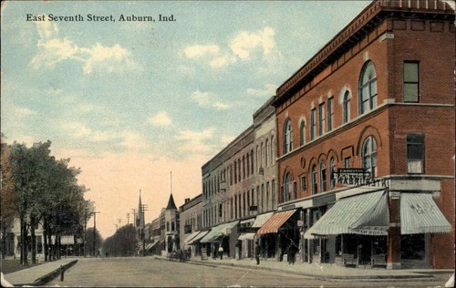 Auburn IN Indiana East Seventh Street Scene c1900-20's Vintage Postcard ...