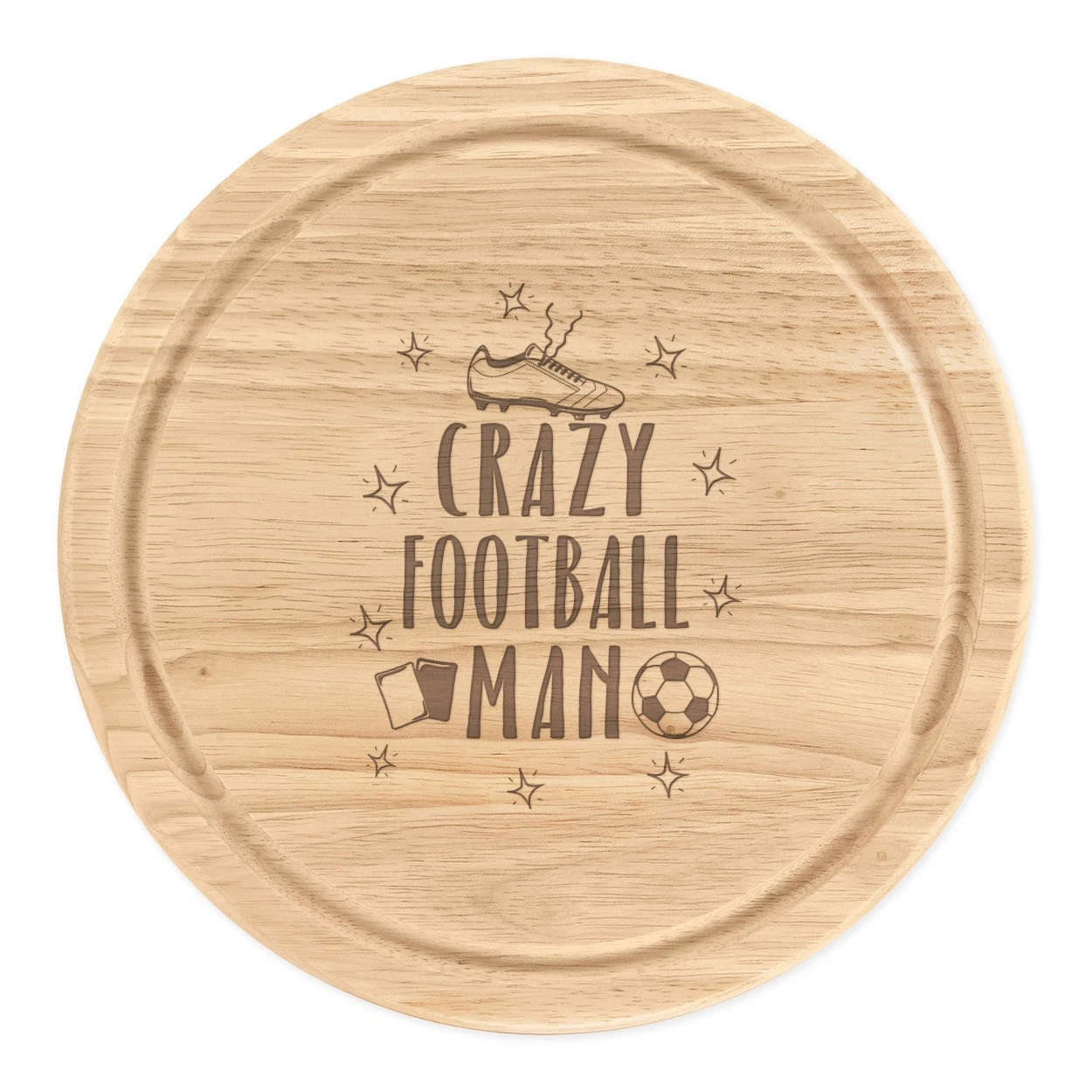 Crazy Football Man Round Chopping Cheese Board Funny Soccer Sport