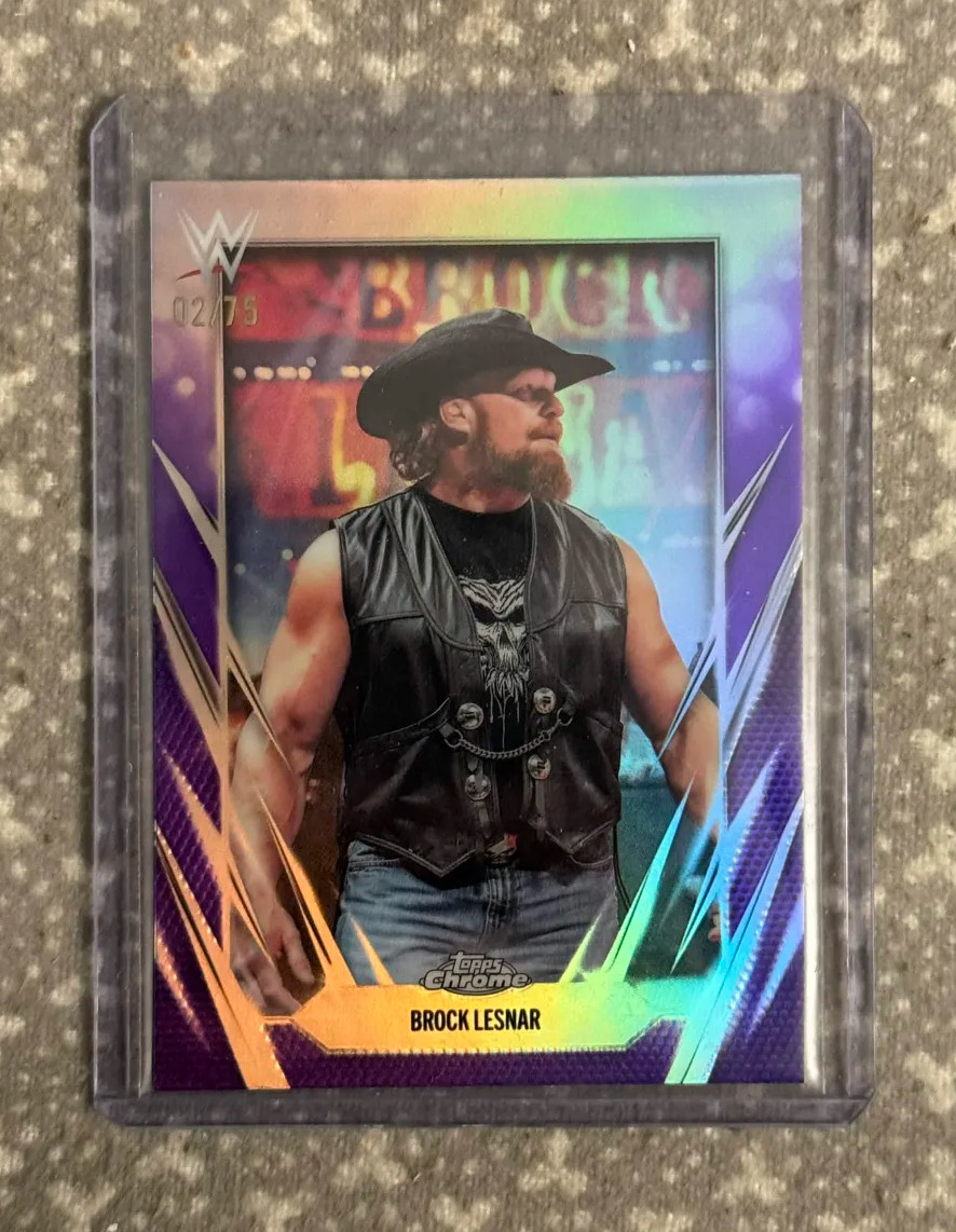 Brock Lesnar 2026 Topps Chrome WWE Purple Refractor /75 #168 SP