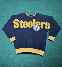 Vintage 90s Pittsburgh Steelers All Over Print Crewneck Sweatshirt, Football L