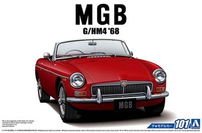 1968 BMC MG MGB Roadster G/HM4 1:24 Model Kit Bausatz Aoshima 056851
