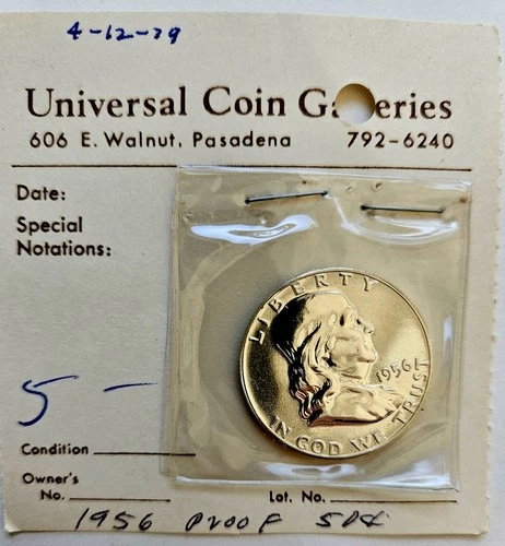 1956-P Proof Franklin Half Dollar, 90% Silver