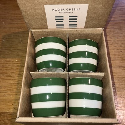 4er Set Cornishware Adder grün gerade Seite Eierbecher Neu in OVP