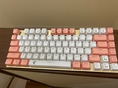 E-YOOSO Z-88 RGB 81-Key Wired Mechanical Keyboard White Pink Compact Tested