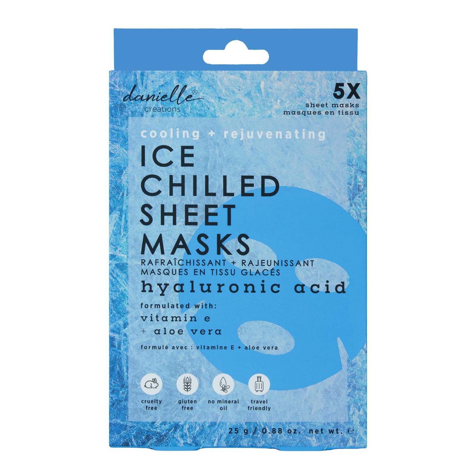 Ice Face Sheet Mask Hyaluronic Acid Vitamin E Aloe Vera Cooling Skincare Gift