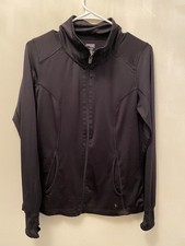 Danskin Now Womens Black Medium Semi-Fitted Full Zip Jacket Activewear