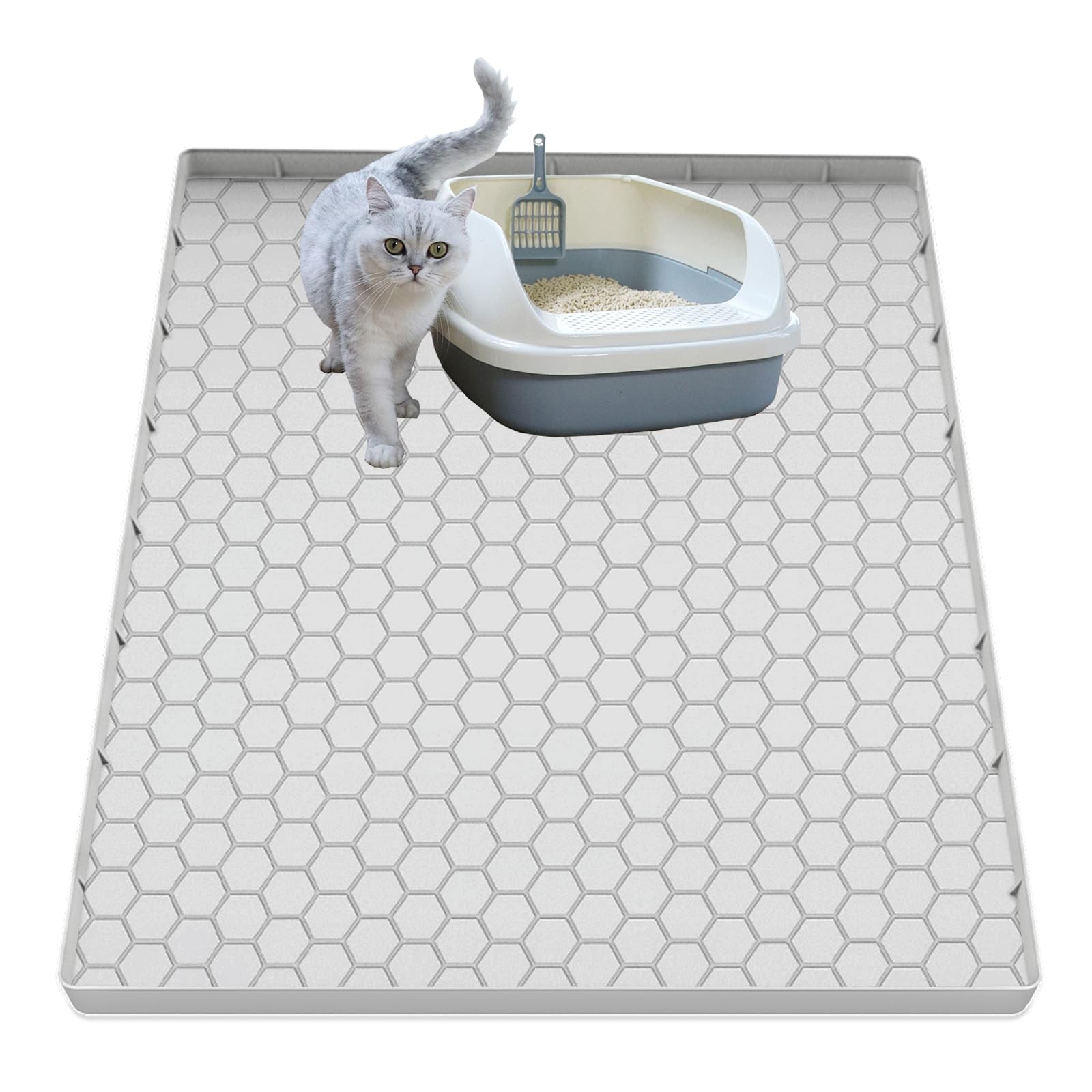 Cat Litter Mat for Litter Box, Silicone Large Cat Litter Trapping Mat - 25x19...