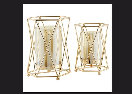 Mercer41 Prisma Warm Gold Hurricane Kerzenhalter (2er Set) - Bild 1 von 4