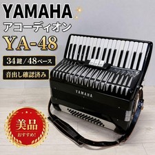 YAMAHA YA-48 Accordion 34 Keys 48 Bass Vintage Black Tested Working Rare Japan