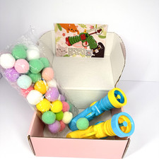 Cat Toy Gift Box Ball Launcher Set Open Box Interactive Play Some Balls Missing
