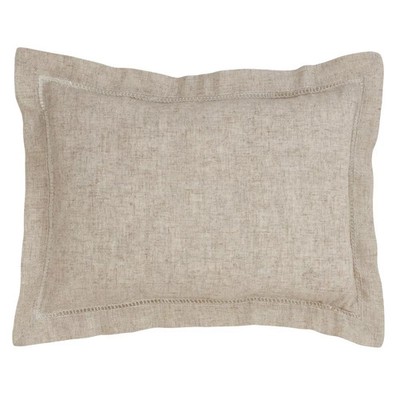 14''x20'' Oversize Down Filled Hemstitch Lumbar Throw Pillow Natural -