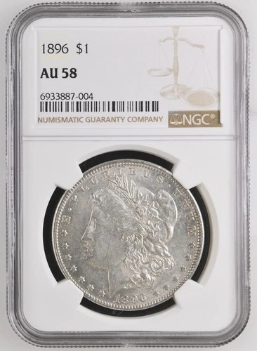 1896 MORGAN NGC AU58 - BEAUTIFUL LUSTER, TONING ON REVERSE!