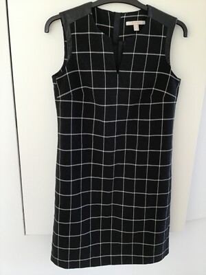 sixties look etuikleid esprit schwarz weiss Karo Kunstleder 34 business elegant