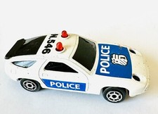 Vintage 80s Majorette Sonic Flashers Porsche 928 546 Police, White, 1/64