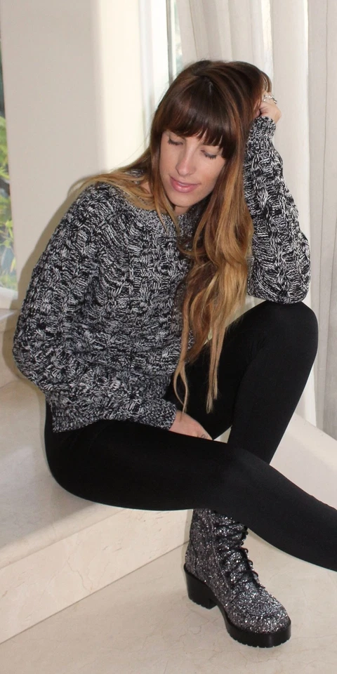 Nuevo con etiquetas Suéter Mármol Tejido con Cable Negro o Azul Marino S M L Active Basic EE. UU. SW2095 Foto 2 de 4