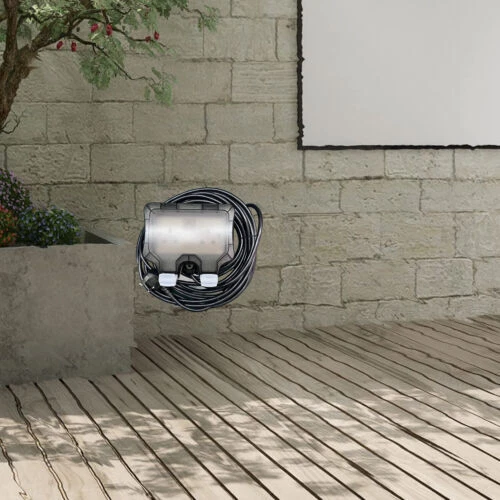 Outdoor Outside Socket Box External Double UK Plug With Cable 1m-25m Black Cable - Picture 10 of 12