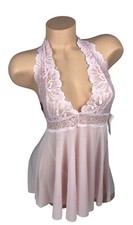 Rene Rofe Dolled UP 2 Piece Chemise Small Soft Cup Halter Small G String