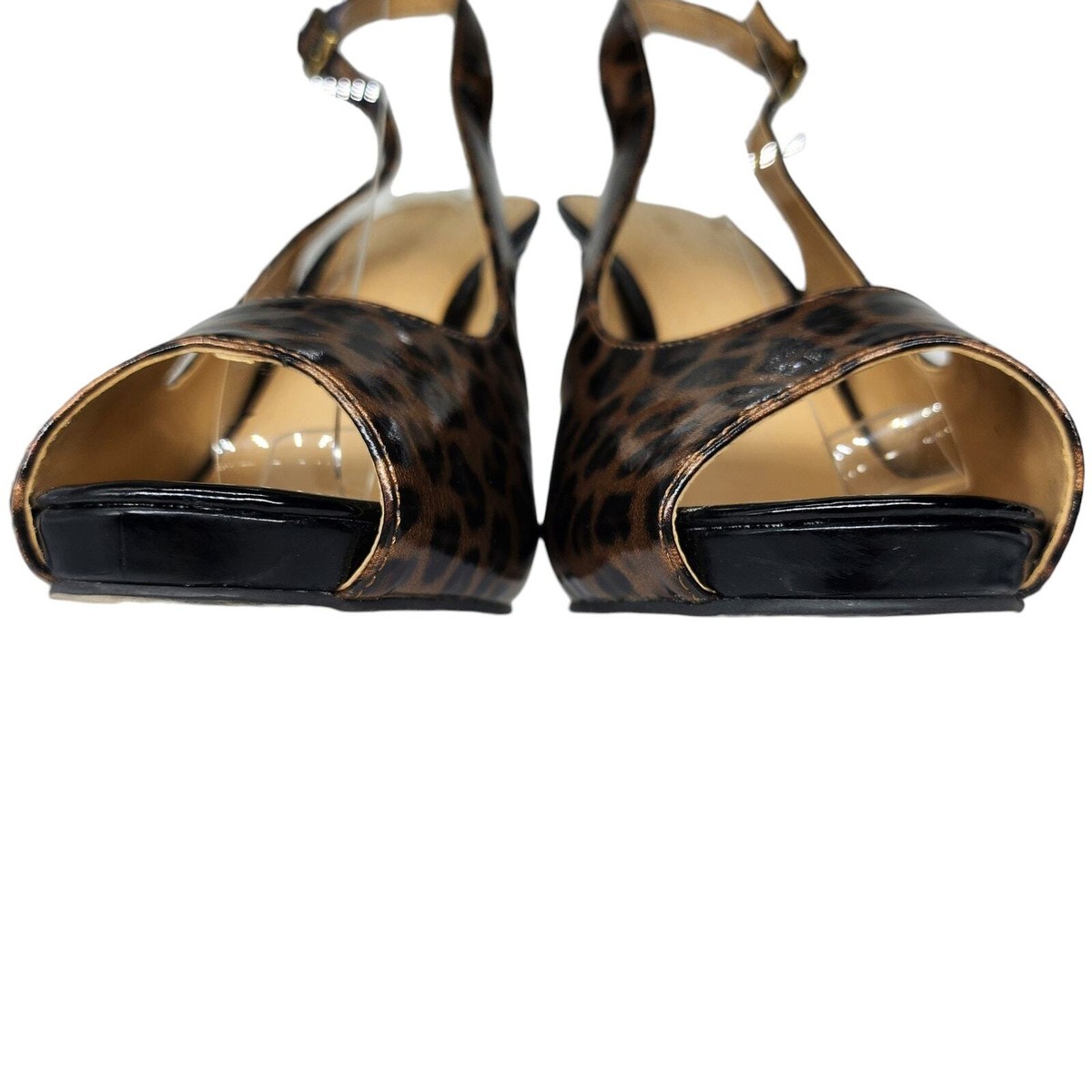 Nine West Shoes 8 Cheetah Brown Black Slingback Peep Toe