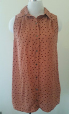 Minkpink Tunic Blouse Top Women's Small Sleeveless Polka Dot Button Front Nice