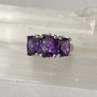 Amethyst Three Stone Sterling Silver Butterfly Pronged Size 5.75 Ring 3.7g — photo 2