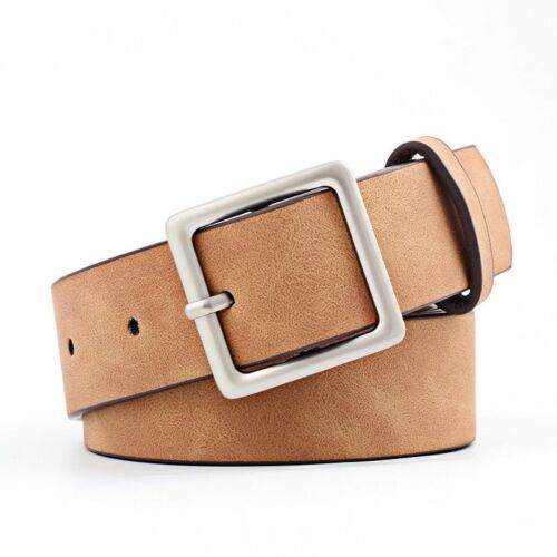 Women Adjustable Faux Leather Belt Fashion Square Buckle Belts Girls Waistband - Picture 1 of 17