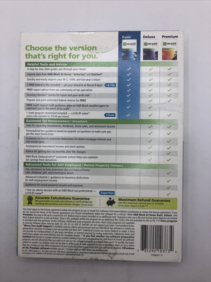 H&R Block 2011 Basic & State. Formerly called TaxCut. Imports Turbotax. New. - Image 2 of 2