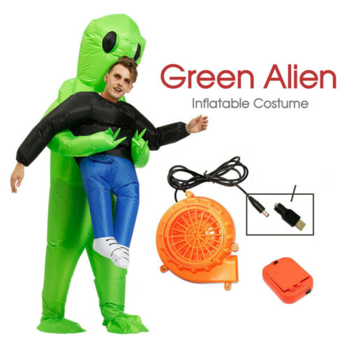 NEW Green Alien Inflatable Costume Scary Halloween Blow Up Suits Party Dress AU - Picture 1 of 7