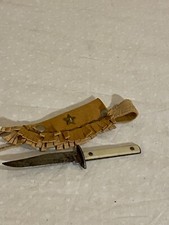 Vintage Small Fixed Blade Knife in Sheath Toy Size USA Made ac-04