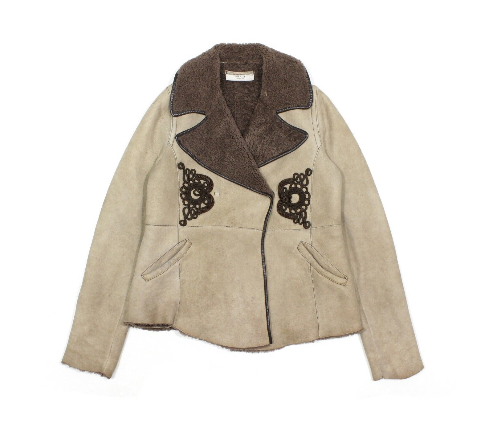 Prada 00S Sheepskin Embroidered Jacket Vintage - image 1