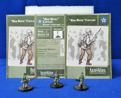 Axis & Allies Miniatures BASE SET 3 Red Devil Captains + Stat Cards US7 #25/48 G | eBay